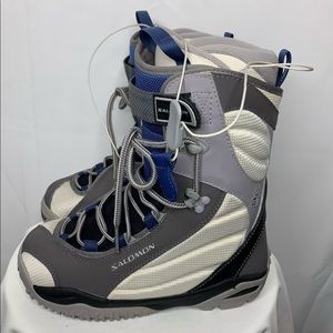 Salomon Women's Gray White Blue Winter Boots